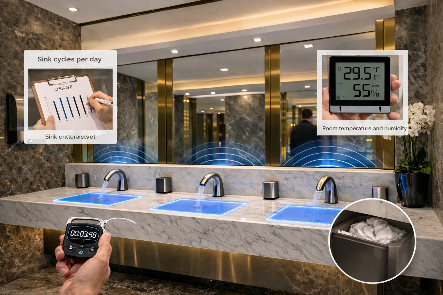 Touchless faucet commissioning and service access concept image
